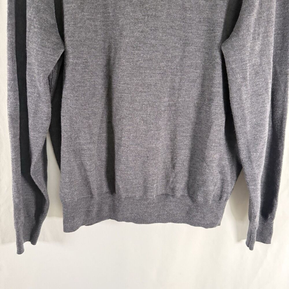 Jos A Bank 100% Merino Wool Sweater Men's Medium Gray 1/4 Zip Pullover Knit - Picture 3 of 10